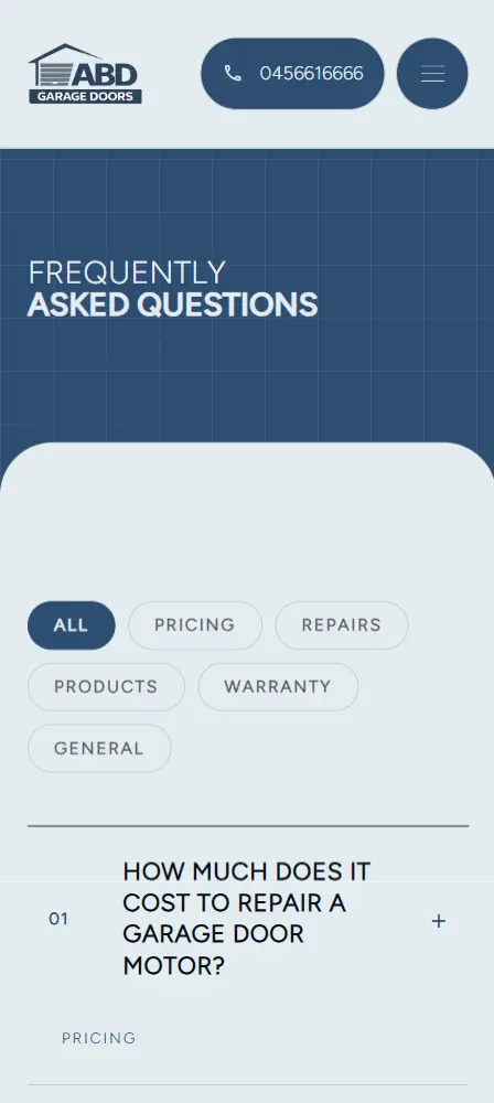 ABD Garage Door Repairs phone user interface